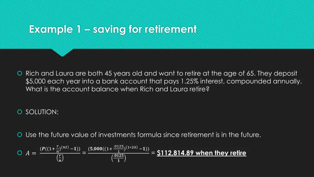 example 1 saving for retirement