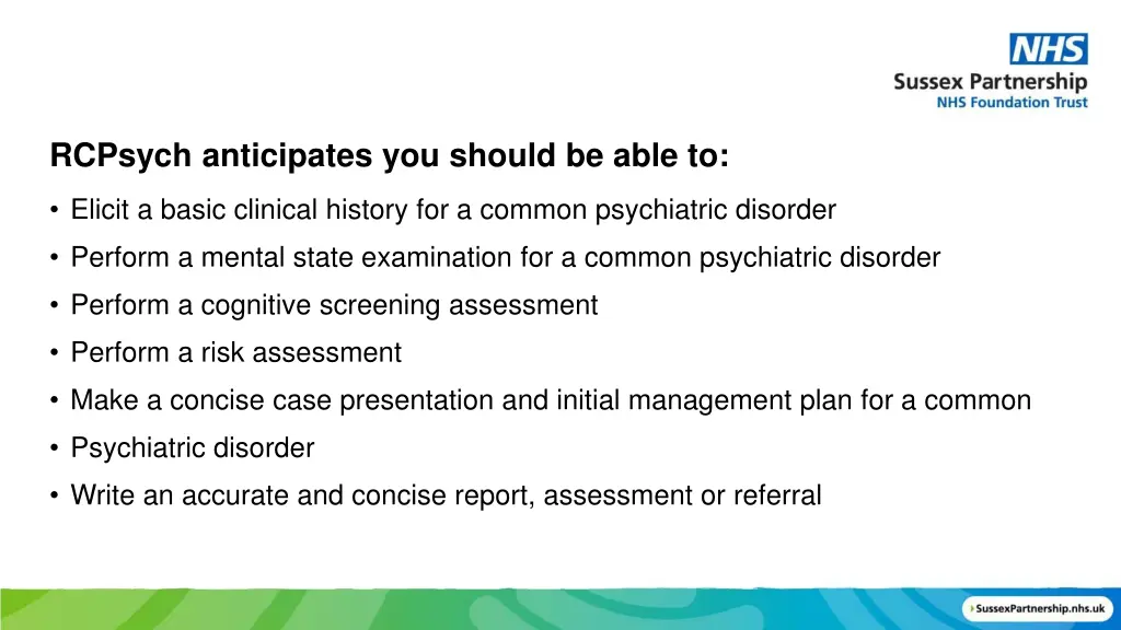 rcpsych anticipates you should be able to
