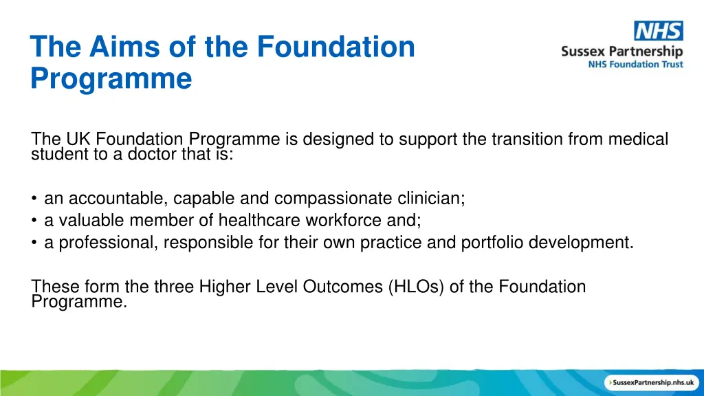 the aims of the foundation programme