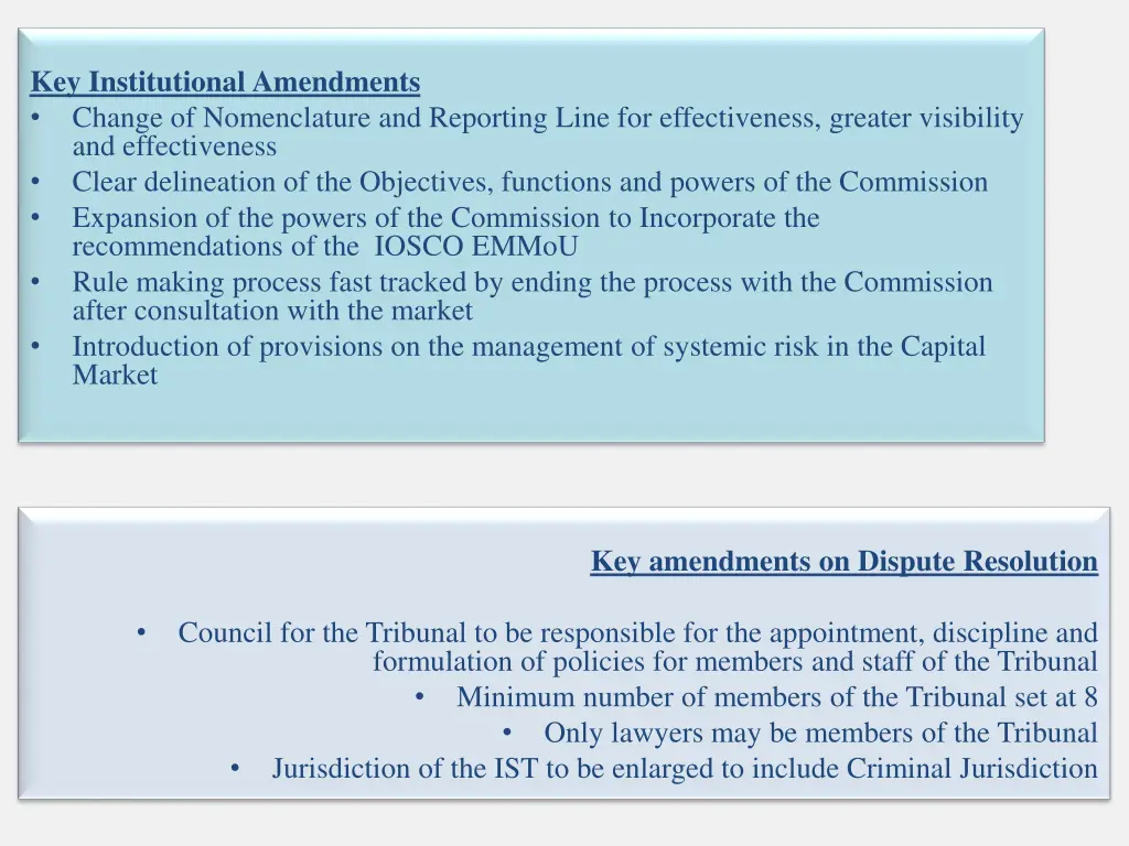 key institutional amendments change
