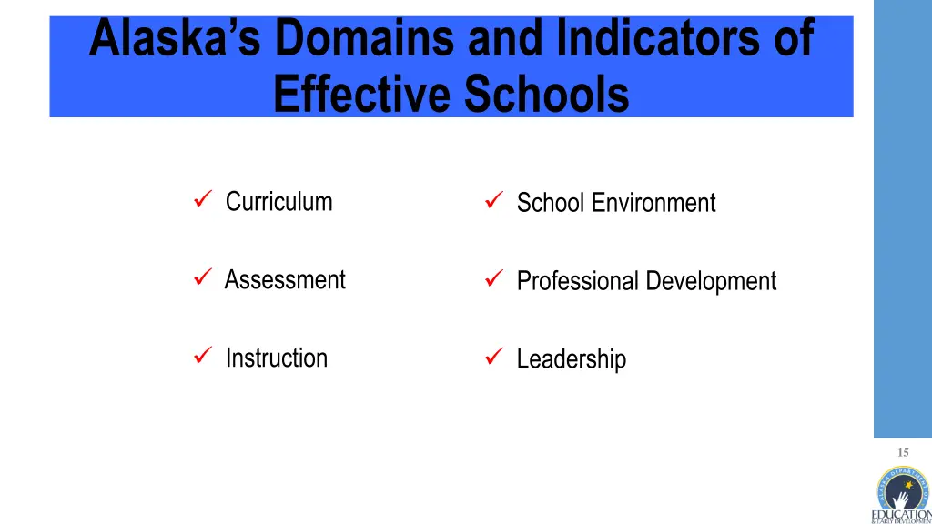 alaska s domains and indicators of effective