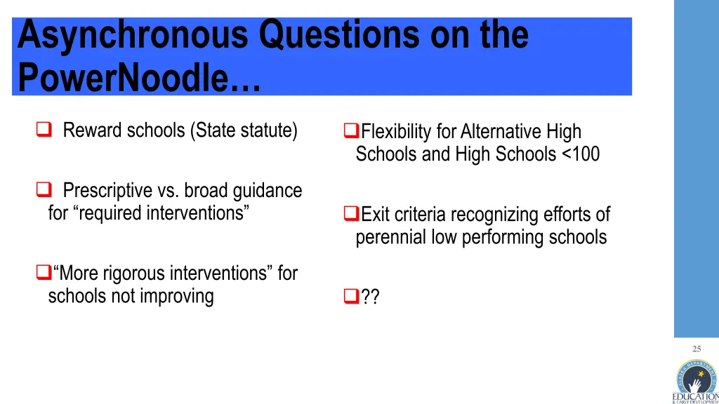 asynchronous questions on the powernoodle