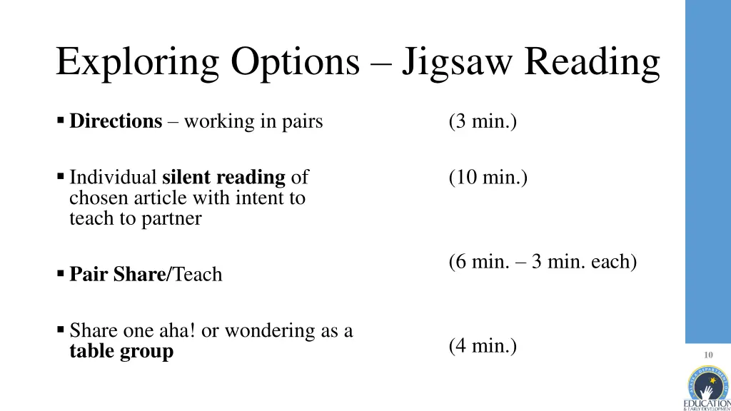 exploring options jigsaw reading