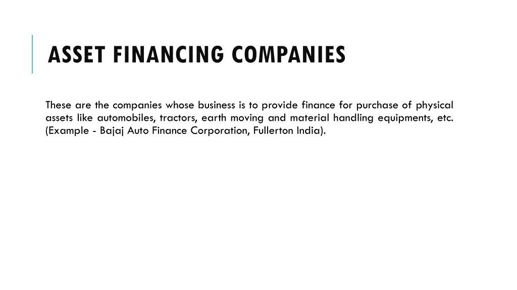 asset financing companies