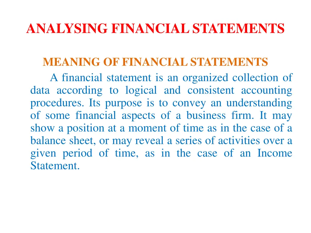 analysing financial statements 1