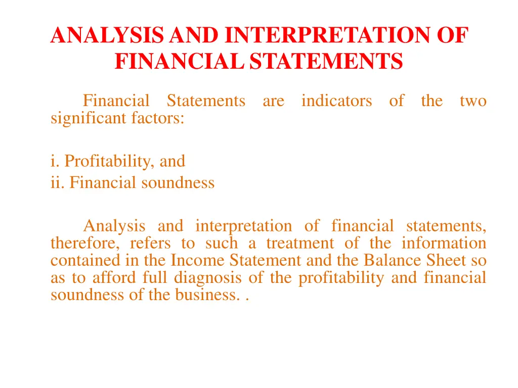 analysis and interpretation of financial