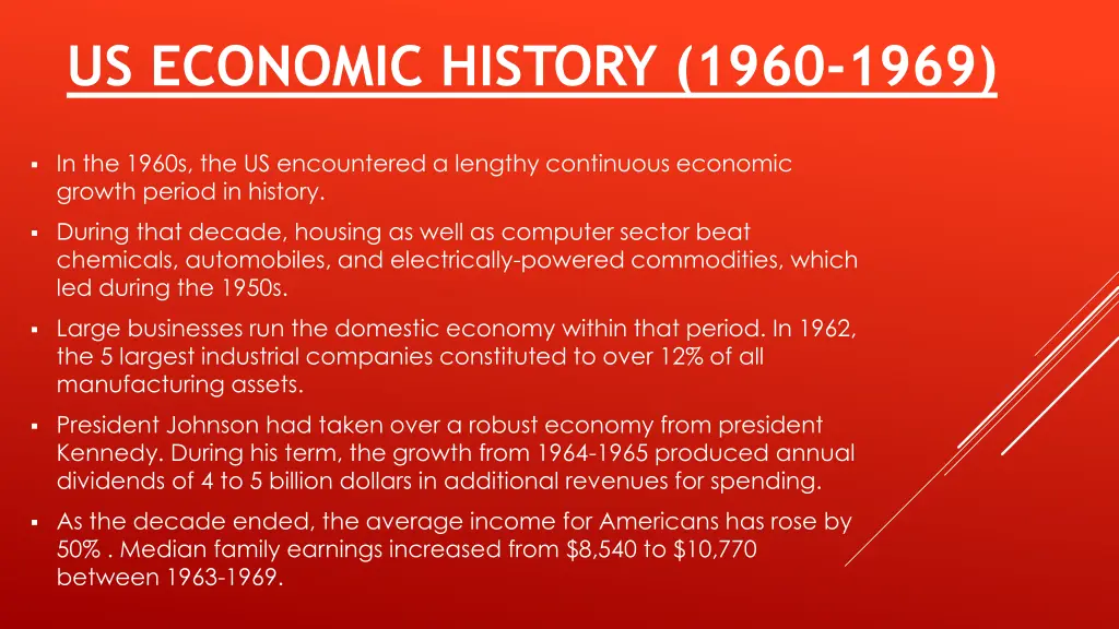 us economic history 1960 1969
