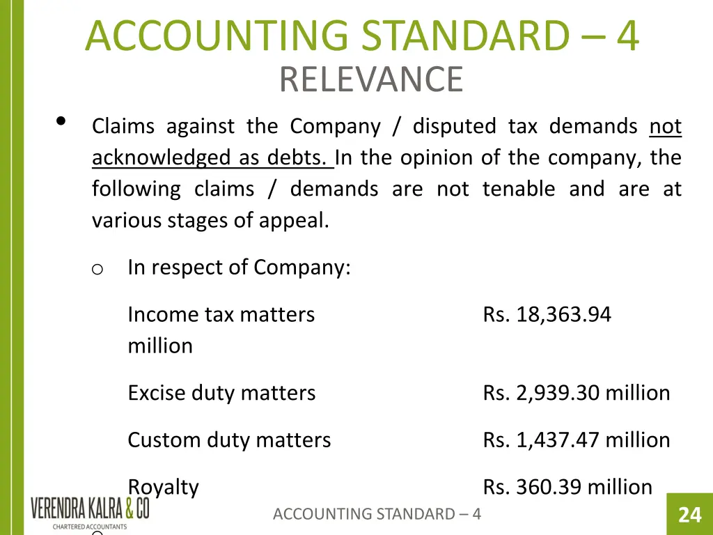 accounting standard 4 relevance
