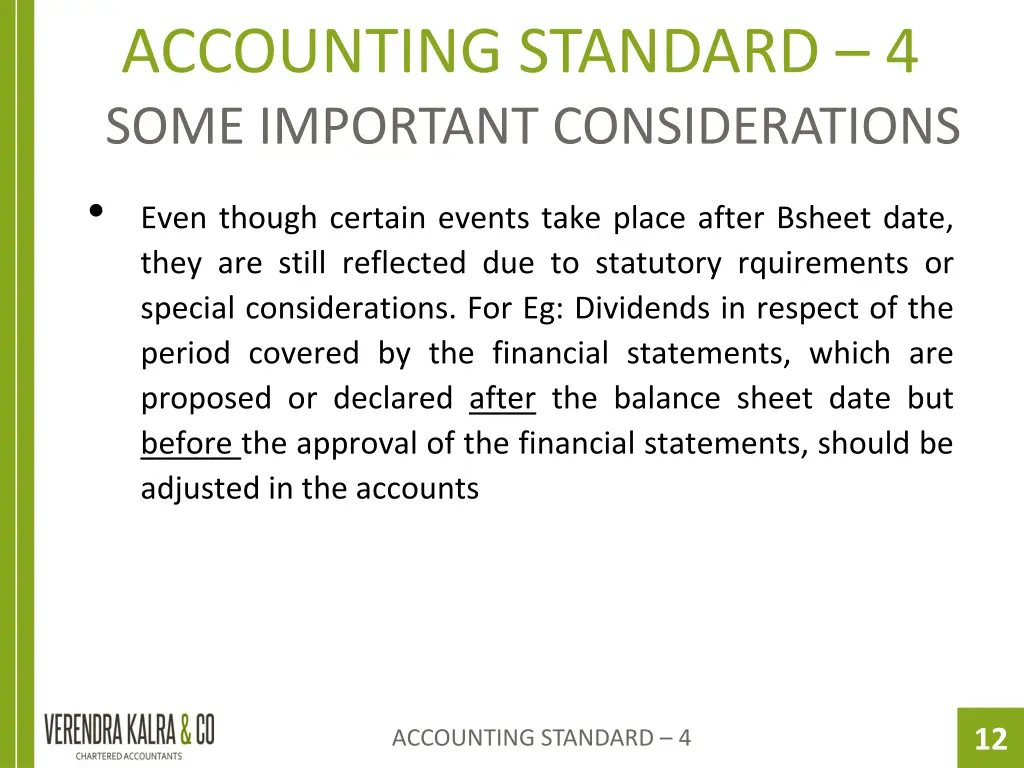 accounting standard 4 some important