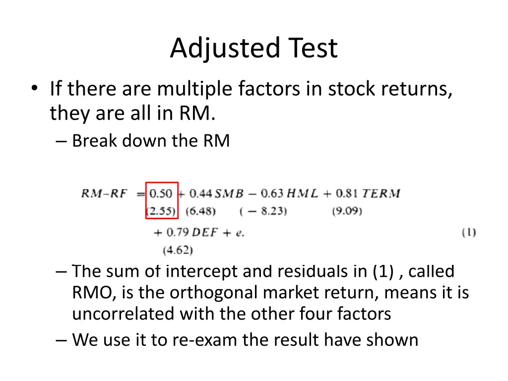 adjusted test