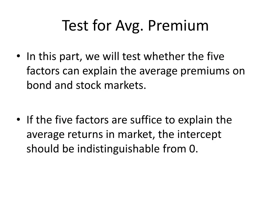 test for avg premium
