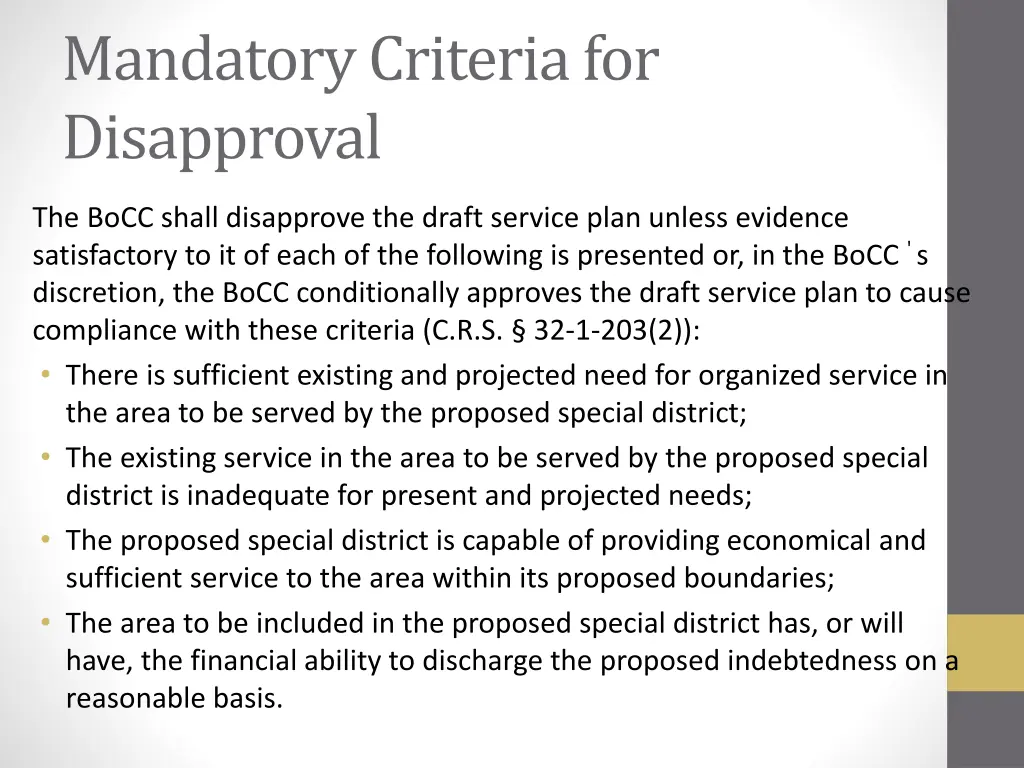 mandatory criteria for disapproval