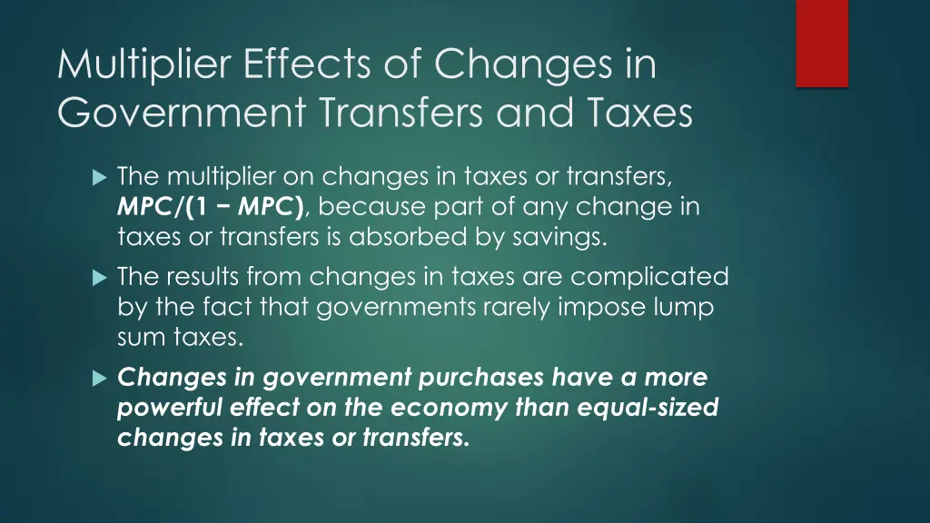 multiplier effects of changes in government 1