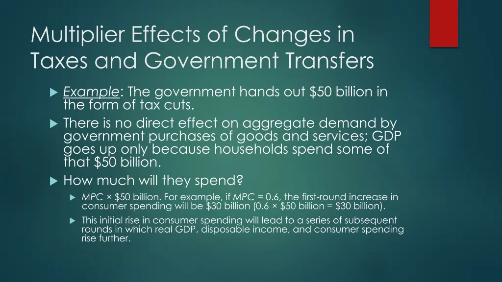 multiplier effects of changes in taxes