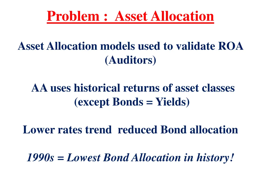 problem asset allocation