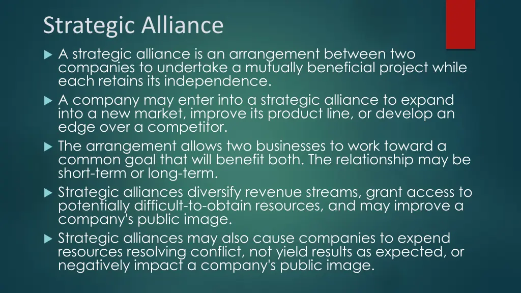 strategic alliance a strategic alliance
