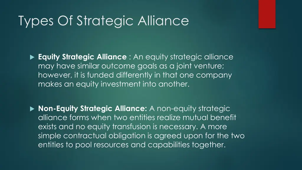 types of strategic alliance
