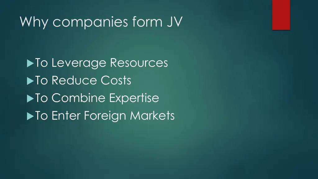 why companies form jv