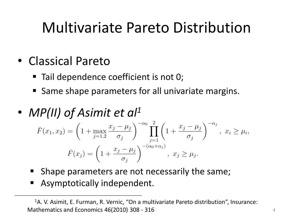 multivariate pareto distribution 1