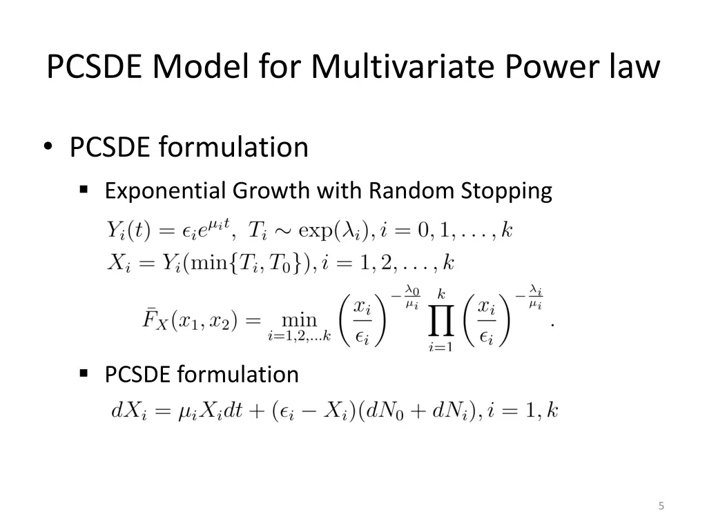 pcsde model for multivariate power law