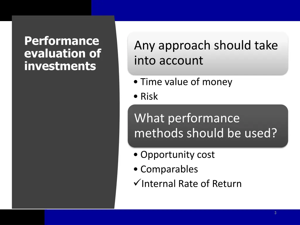 performance evaluation of investments