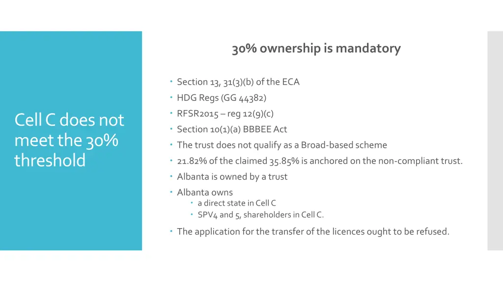 30 ownership is mandatory