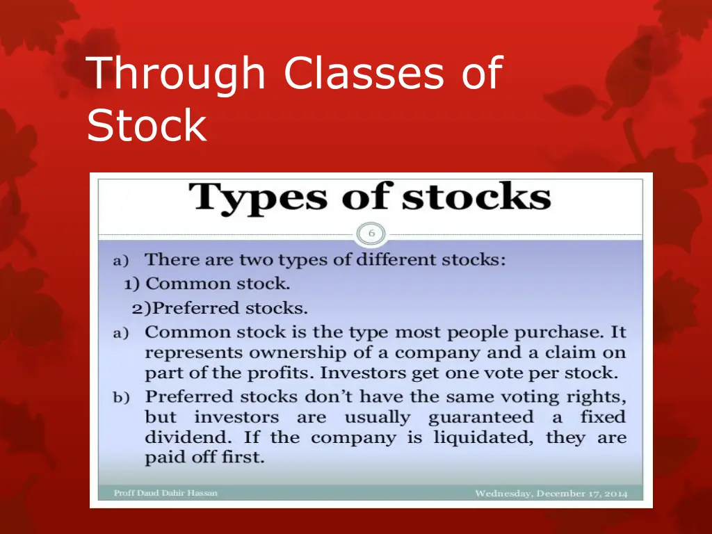through classes of stock