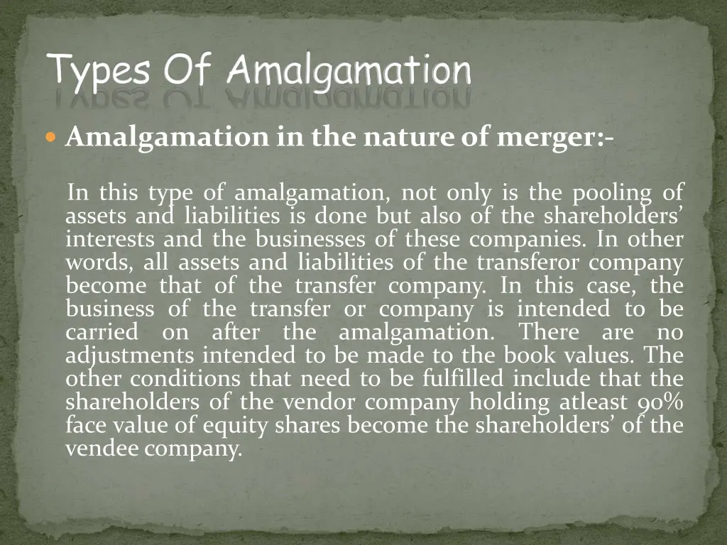 types of amalgamation