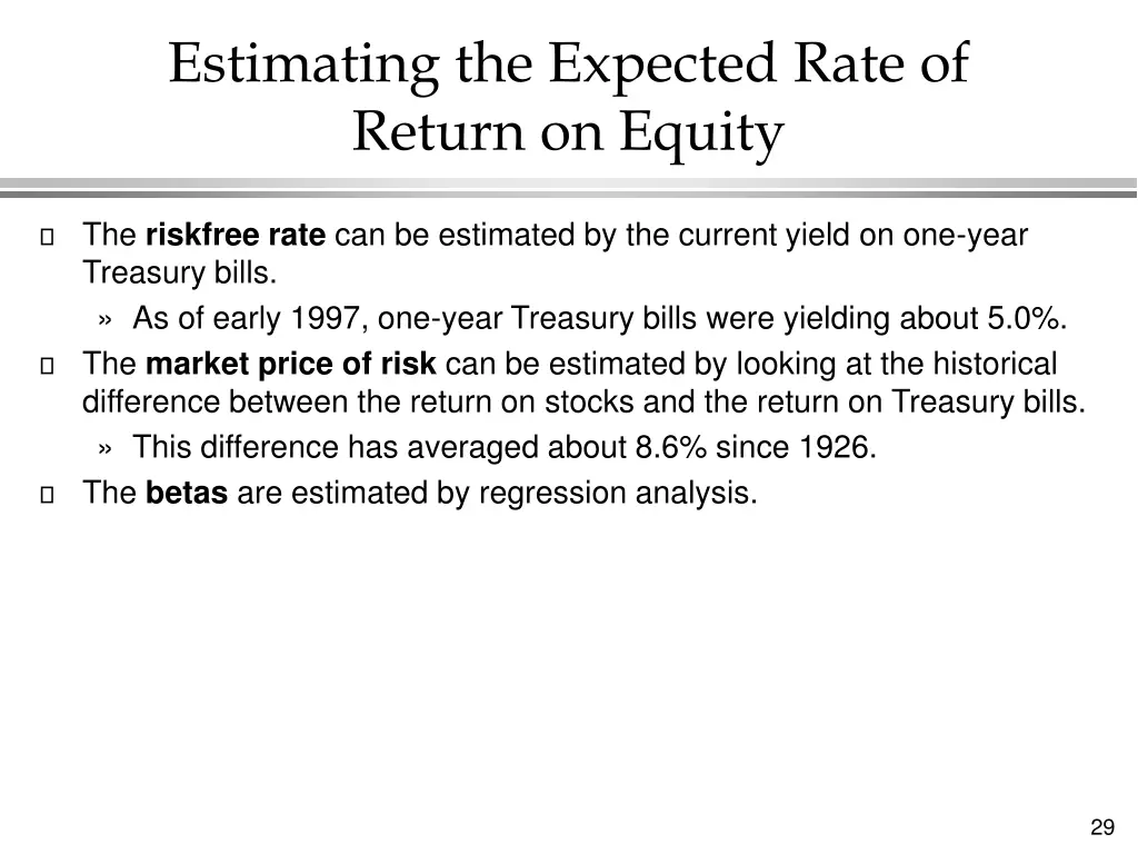 estimating the expected rate of return on equity 1