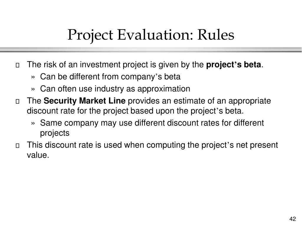 project evaluation rules
