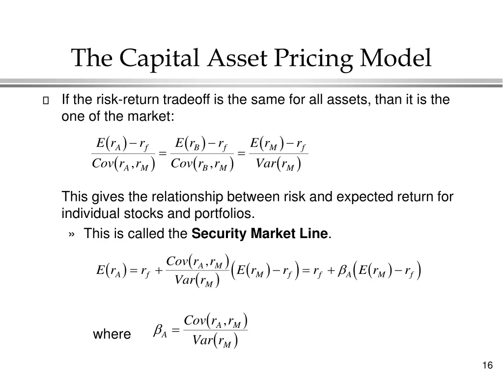 the capital asset pricing model 1