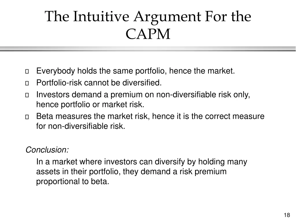 the intuitive argument for the capm