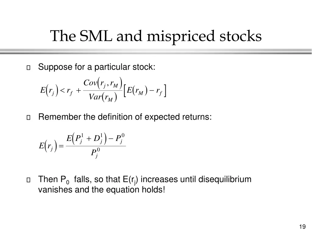 the sml and mispriced stocks