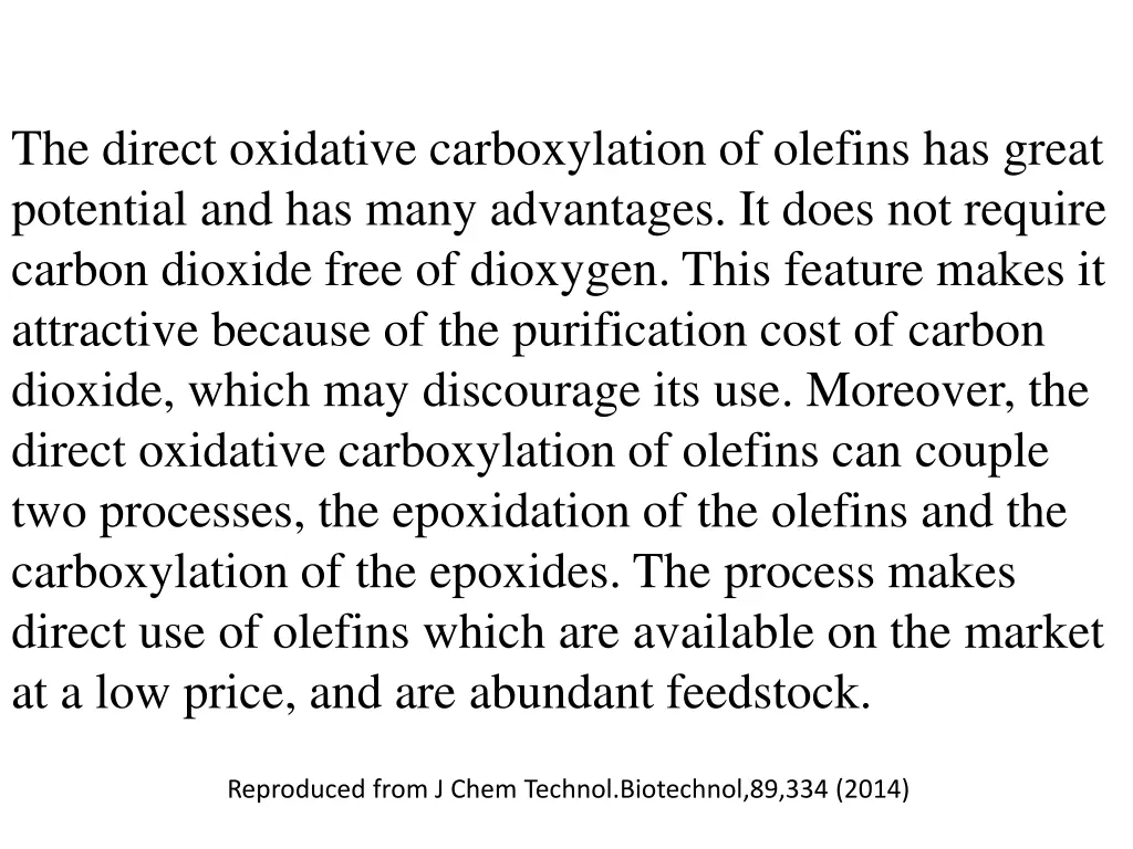 the direct oxidative carboxylation of olefins