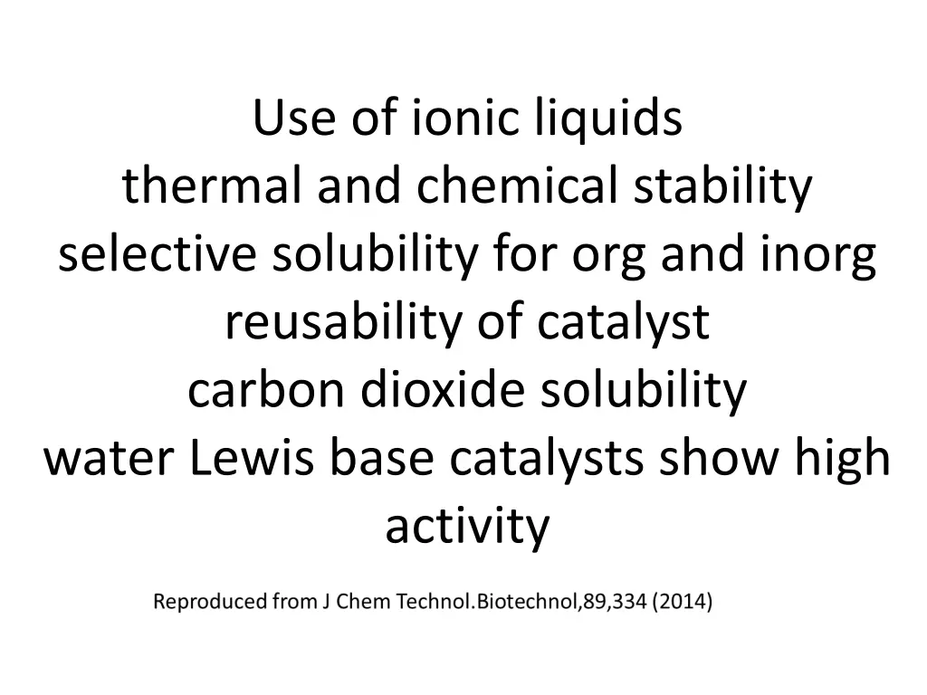 use of ionic liquids thermal and chemical
