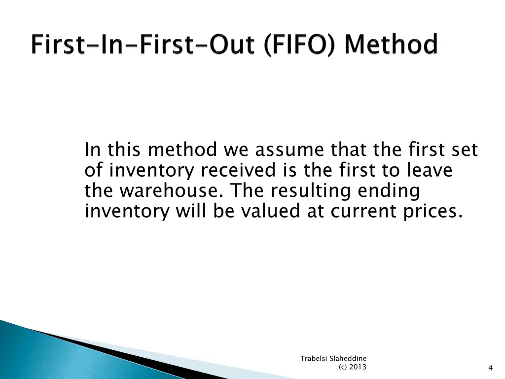 in this method we assume that the first