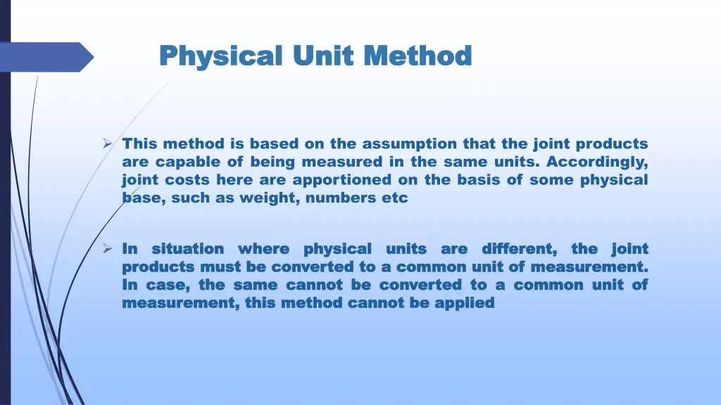 physical unit method physical unit method