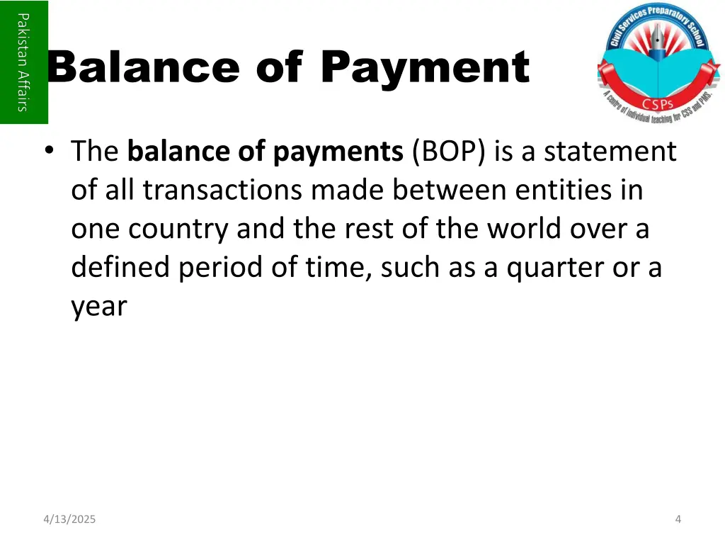 balance of payment