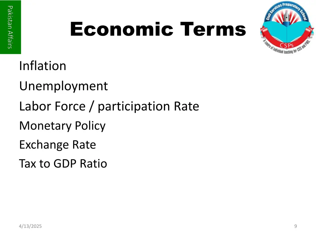 economic terms
