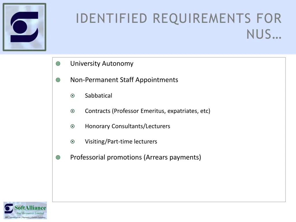 identified requirements for
