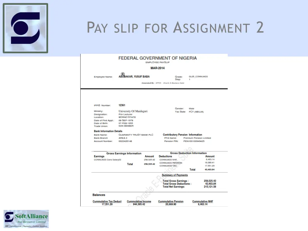 p ay slip for a ssignment 2