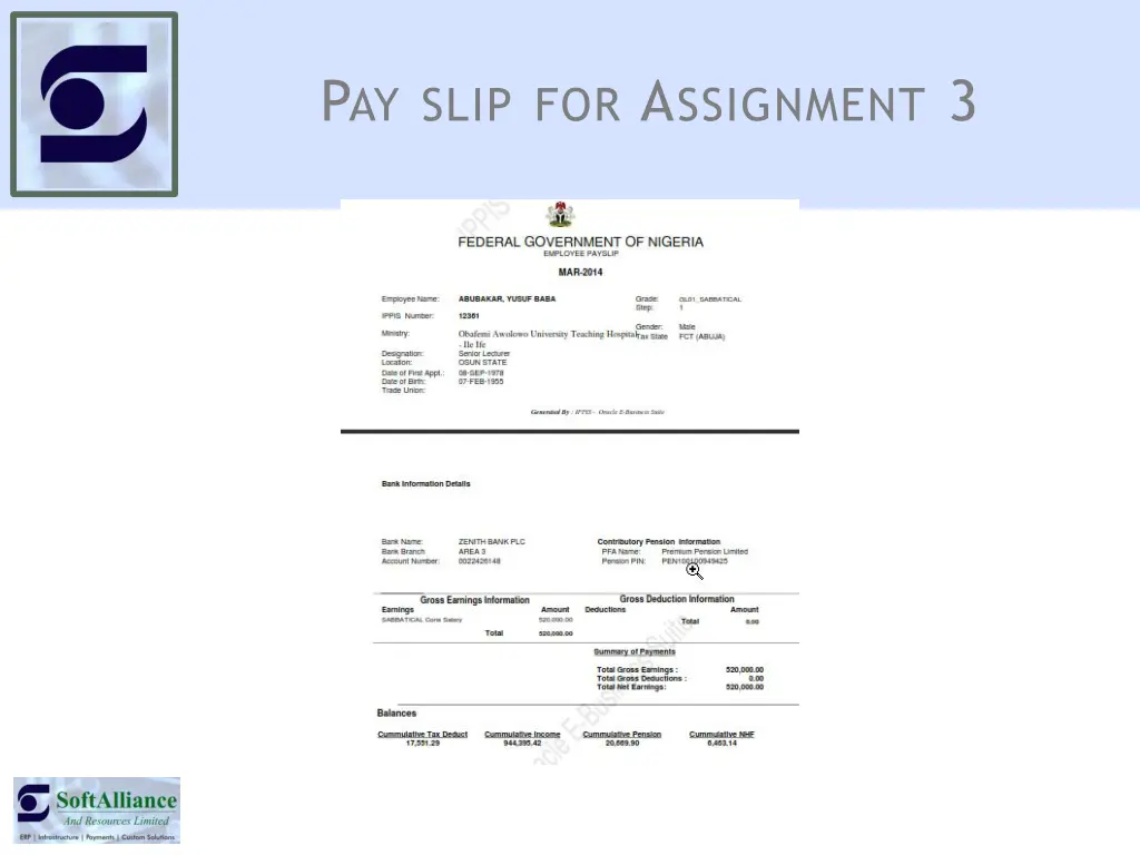 p ay slip for a ssignment 3
