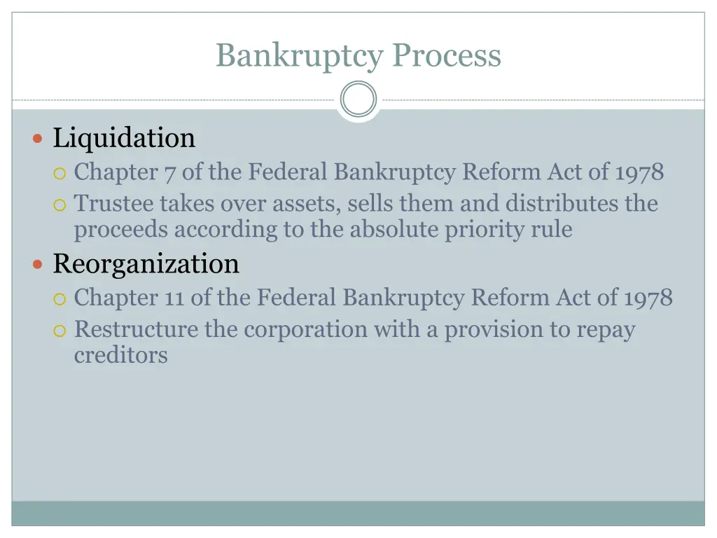 bankruptcy process