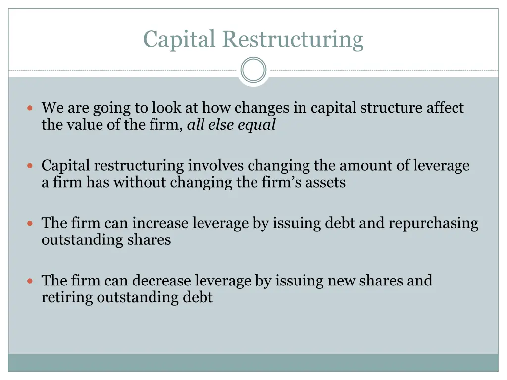 capital restructuring