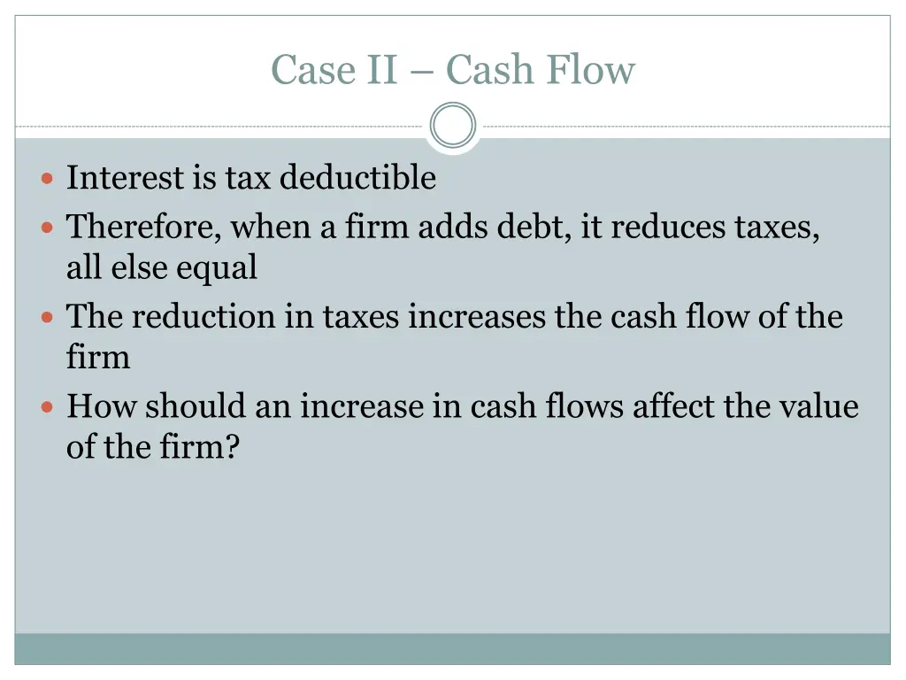 case ii cash flow