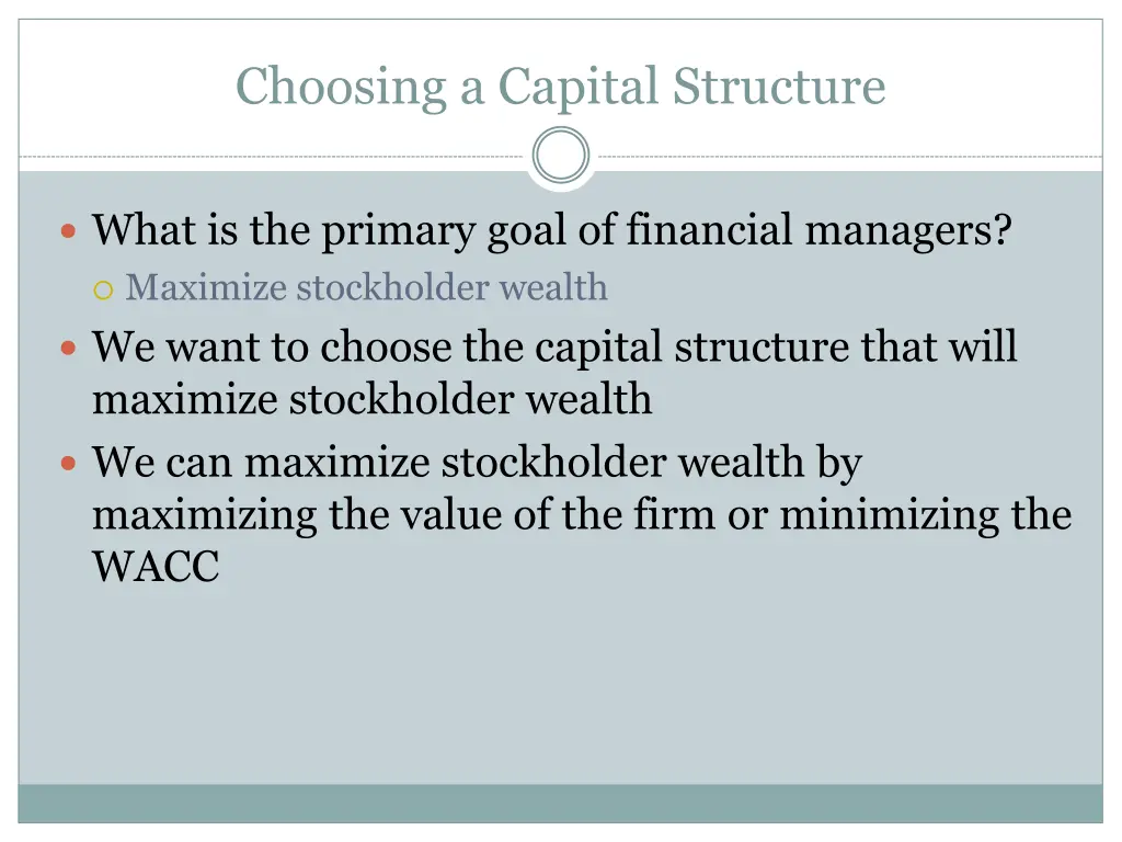 choosing a capital structure