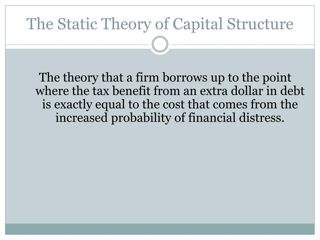 the static theory of capital structure