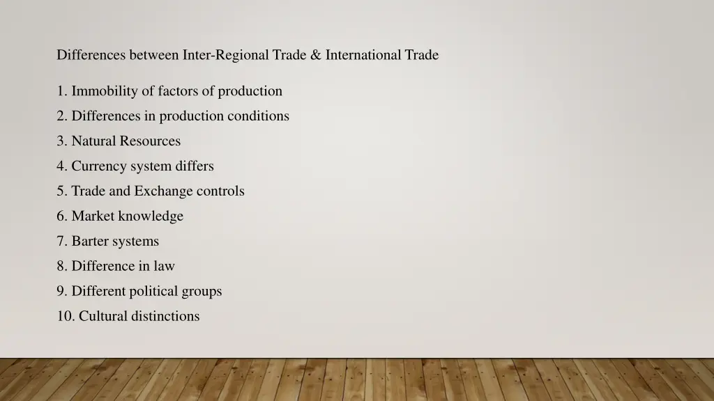 differences between inter regional trade