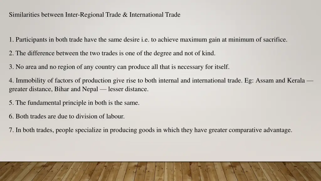similarities between inter regional trade