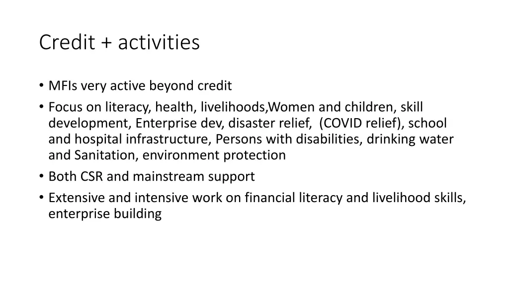credit activities